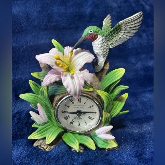 Seymour Mann INC CONNOISSEUR COLLECTION Hummingbird Clock. *Working* Wth Base - Picture 1 of 11